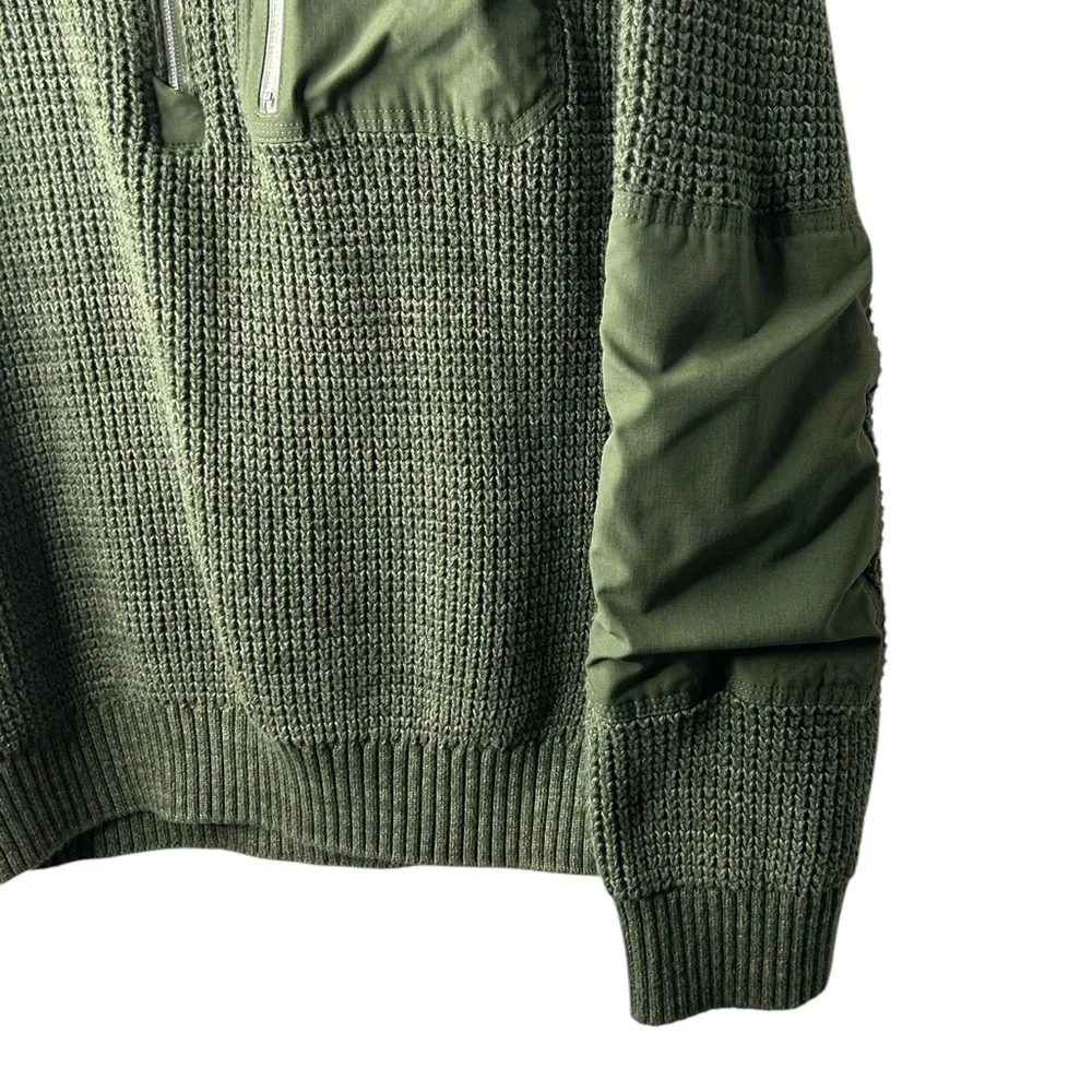Bass Outdoor Men’s Green Quarter-Zip‎ Long Sleeve Pullover Sweater Size XL
